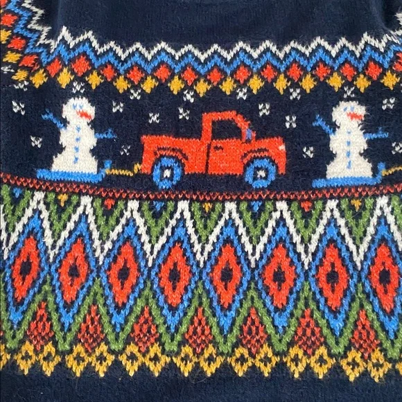 Old Navy Kids' SUPER SOFT Size 4T Festive Sweater truck/Snowman print crew neck - Picture 3 of 12